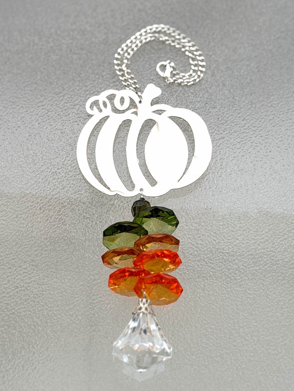 Pumpkin and Autumn Colored Prism Beads Suncatcher - Picture 6 of 7